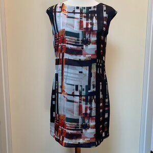 Ted Baker Shift Dress Abstract Print Multicolor TB Size 2, USA Size 4/6